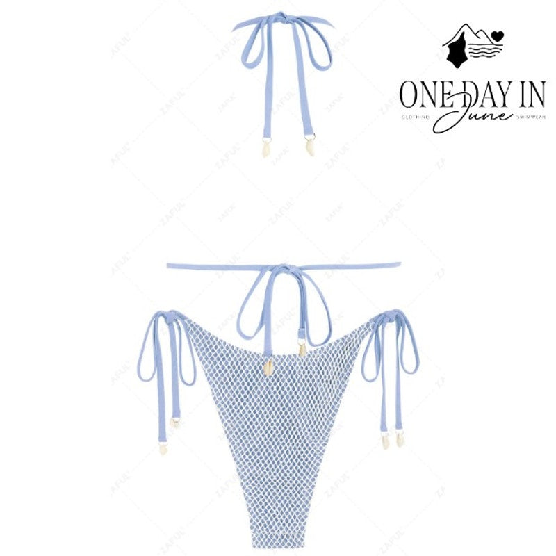Zaful High Cut Tie Side Tie Back Bikini Swimsuit Size M