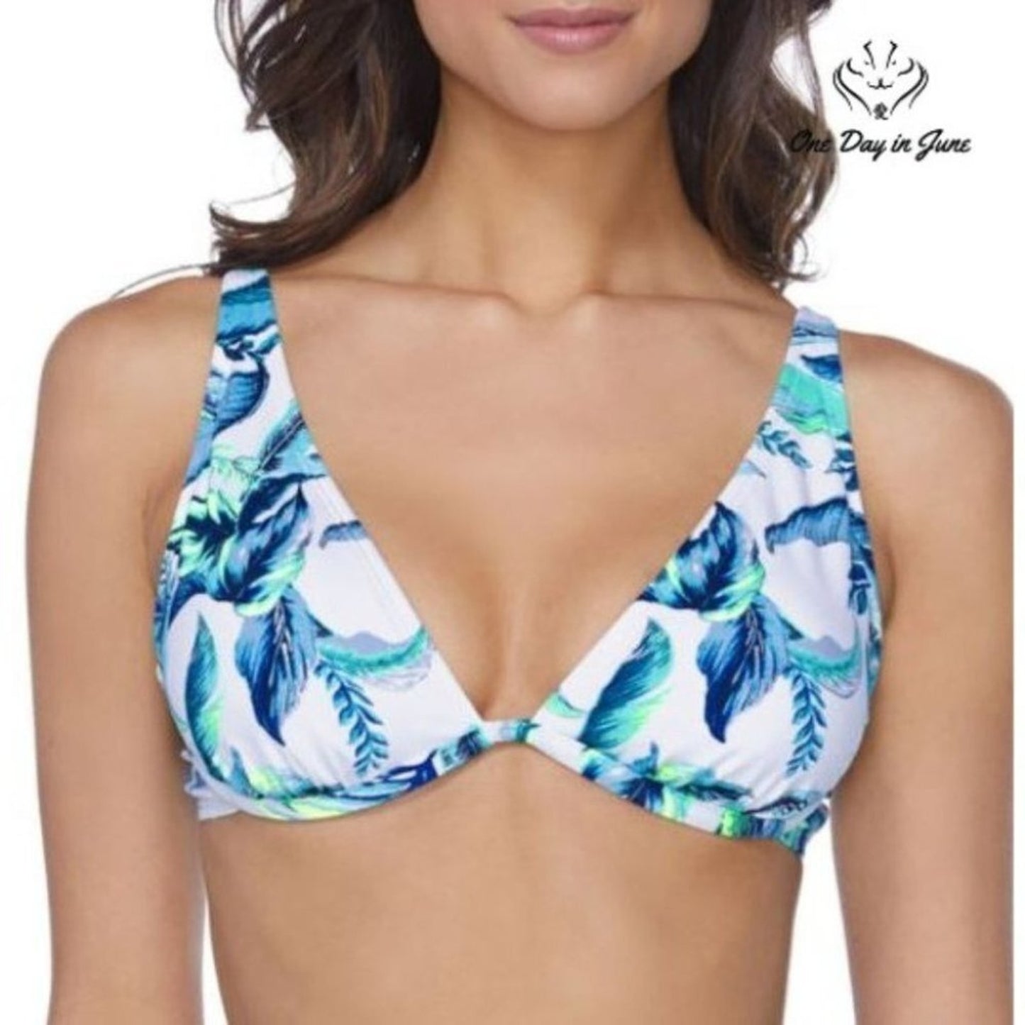 Ambrielle Floral Bra Underwire Bikini Top Size S