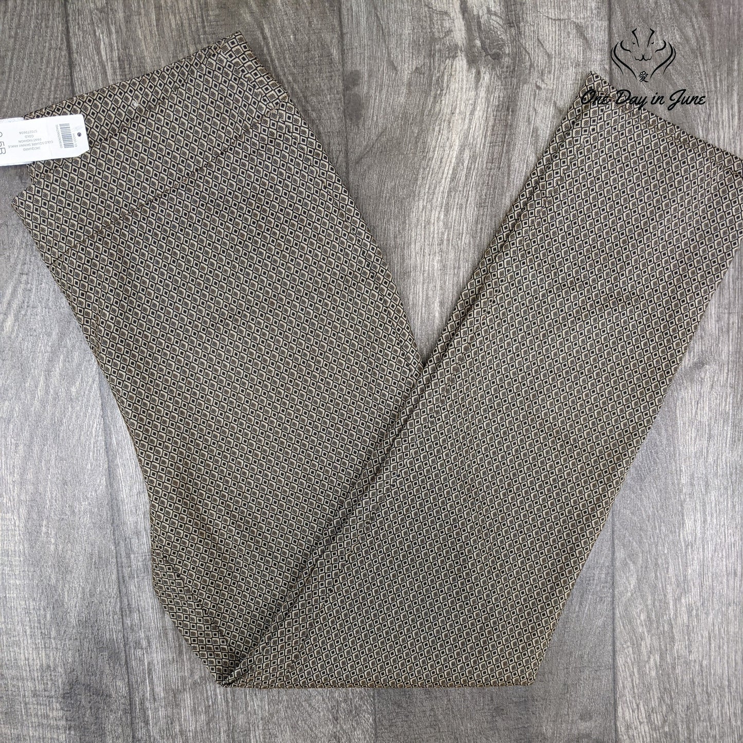 Chico's Square-Print Jacquard Skinny Ankle Pants Size 6R