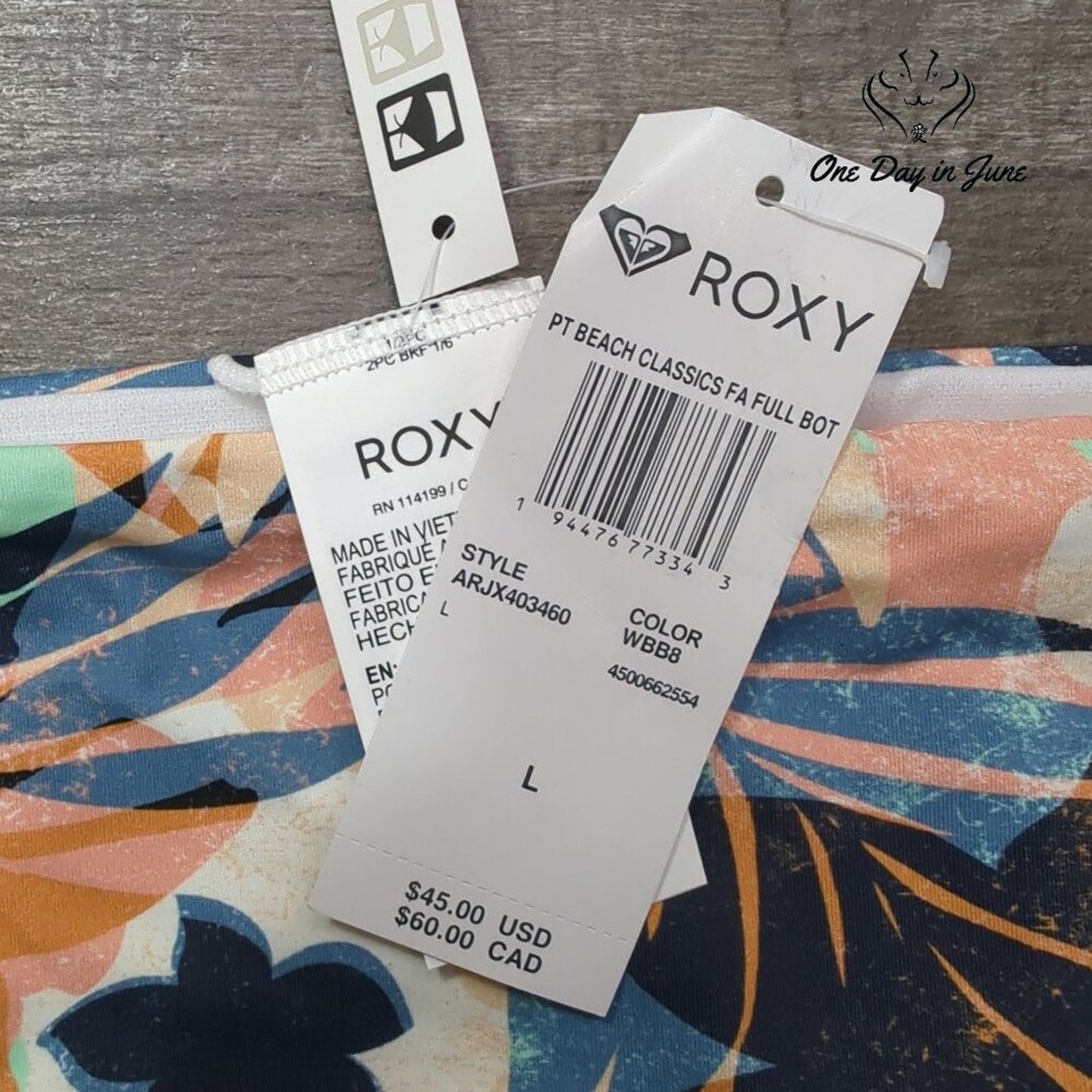 Roxy PT Beach Classics Full Bikini Bottom Size L