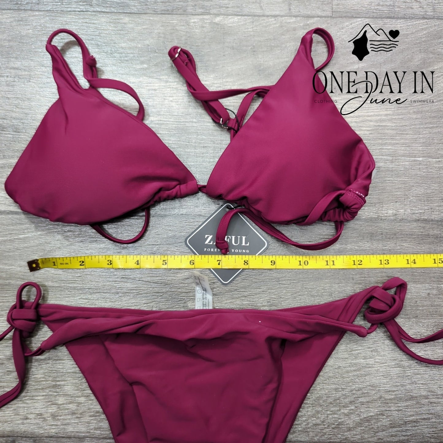 Zaful Adjustable Triangle Tie Side Bikini Swimsuit Size M