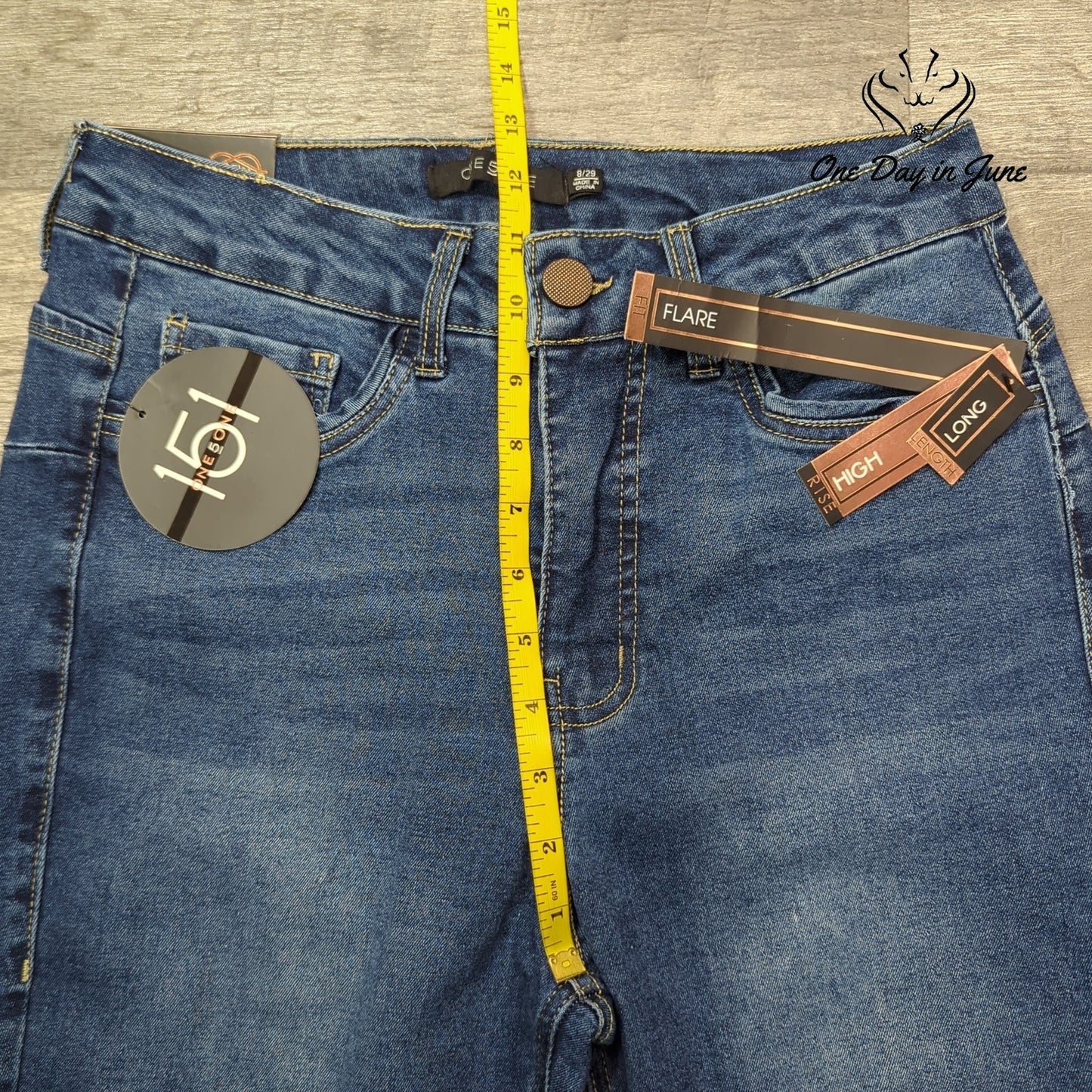 One5One Long High Rise Flare Jeans Size 8