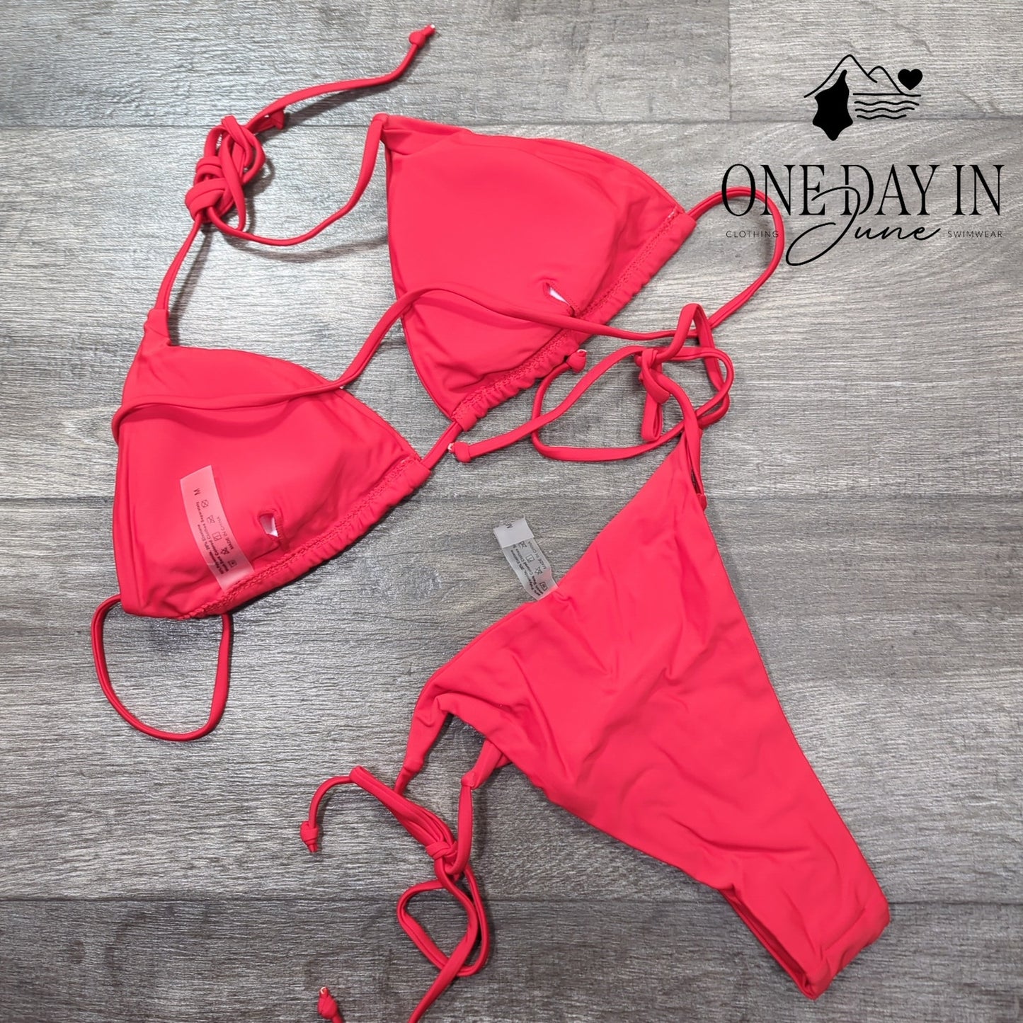 Charmo Adjustable Triangle Tie Side Cheeky Bikini Swimsuit Size M