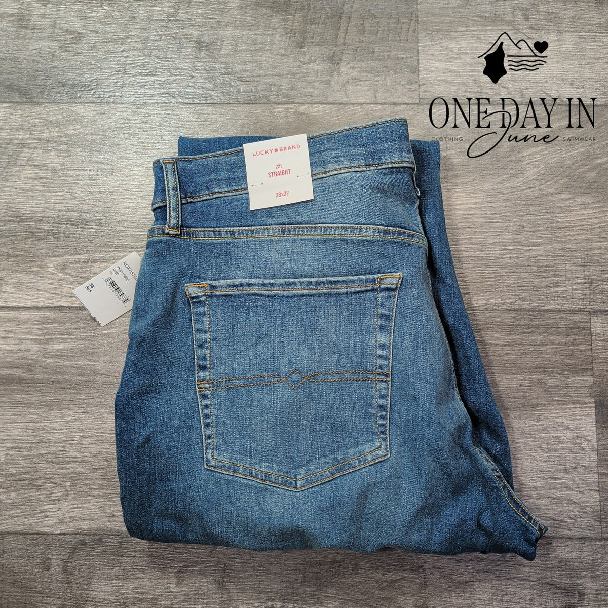 Lucky Brand 221 Straight Jeans Mens Medium Wash Advanced Stretch NWT Size 38X32