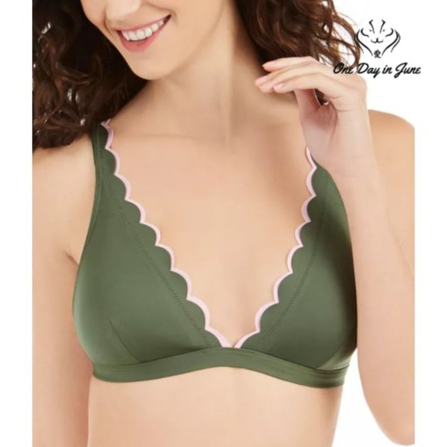 Kate Spade Scallop Wave V-Neck Bikini Top Size L