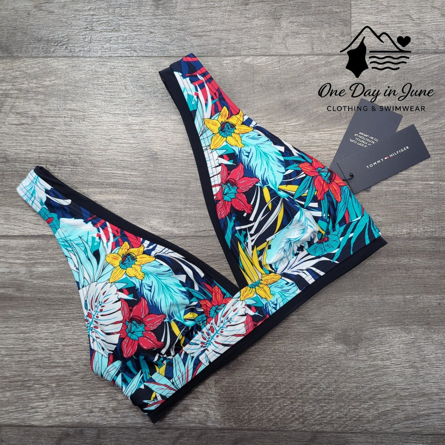 Tommy Hilfiger Floral V Neck Bikini Top Size S