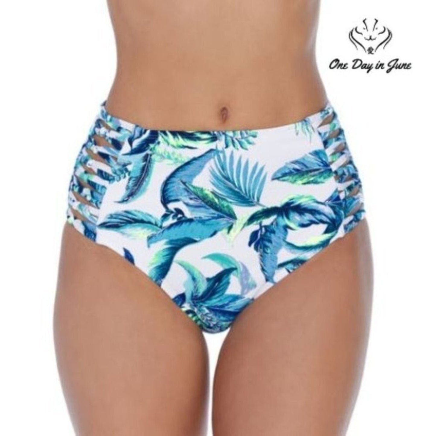 Ambrielle Floral High Waist Bikini Bottom Size S
