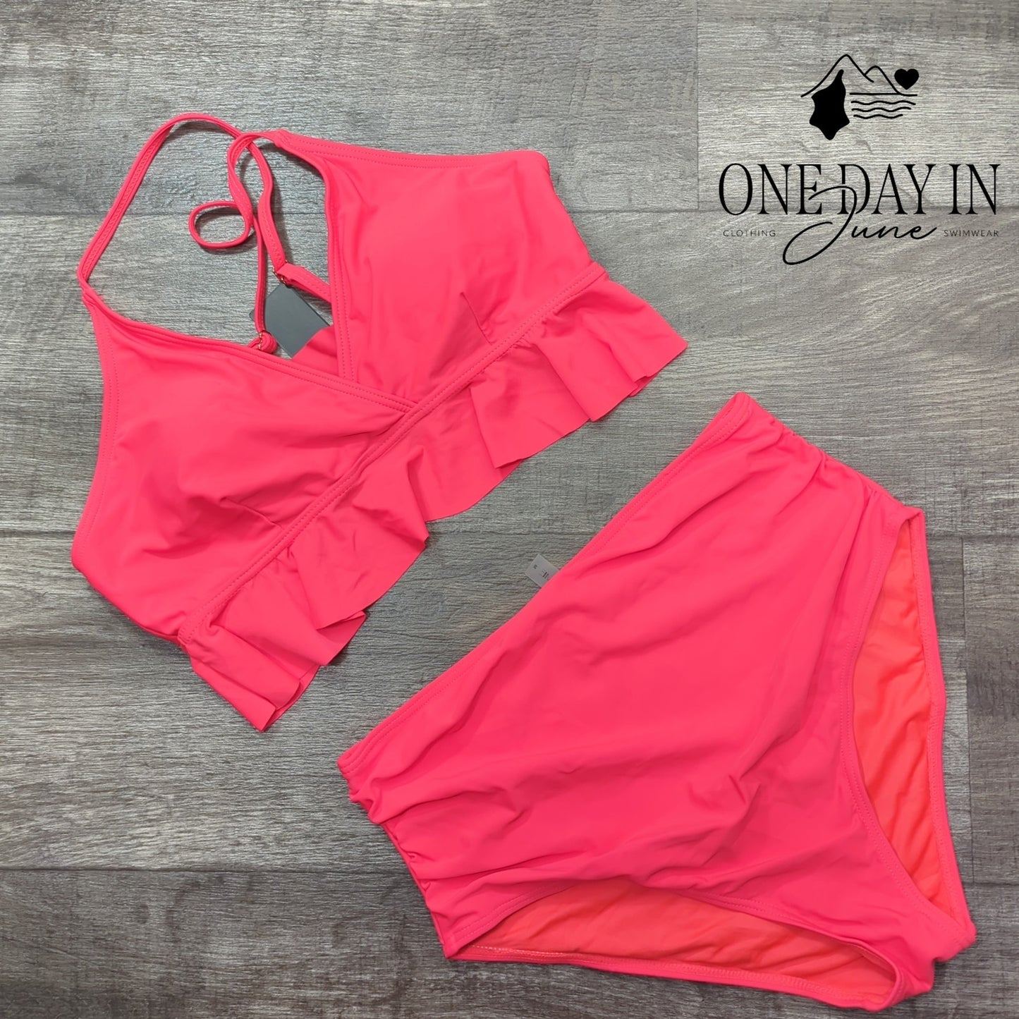Tempt Me High Waist Ruffle Bikini Swimsuit Size M