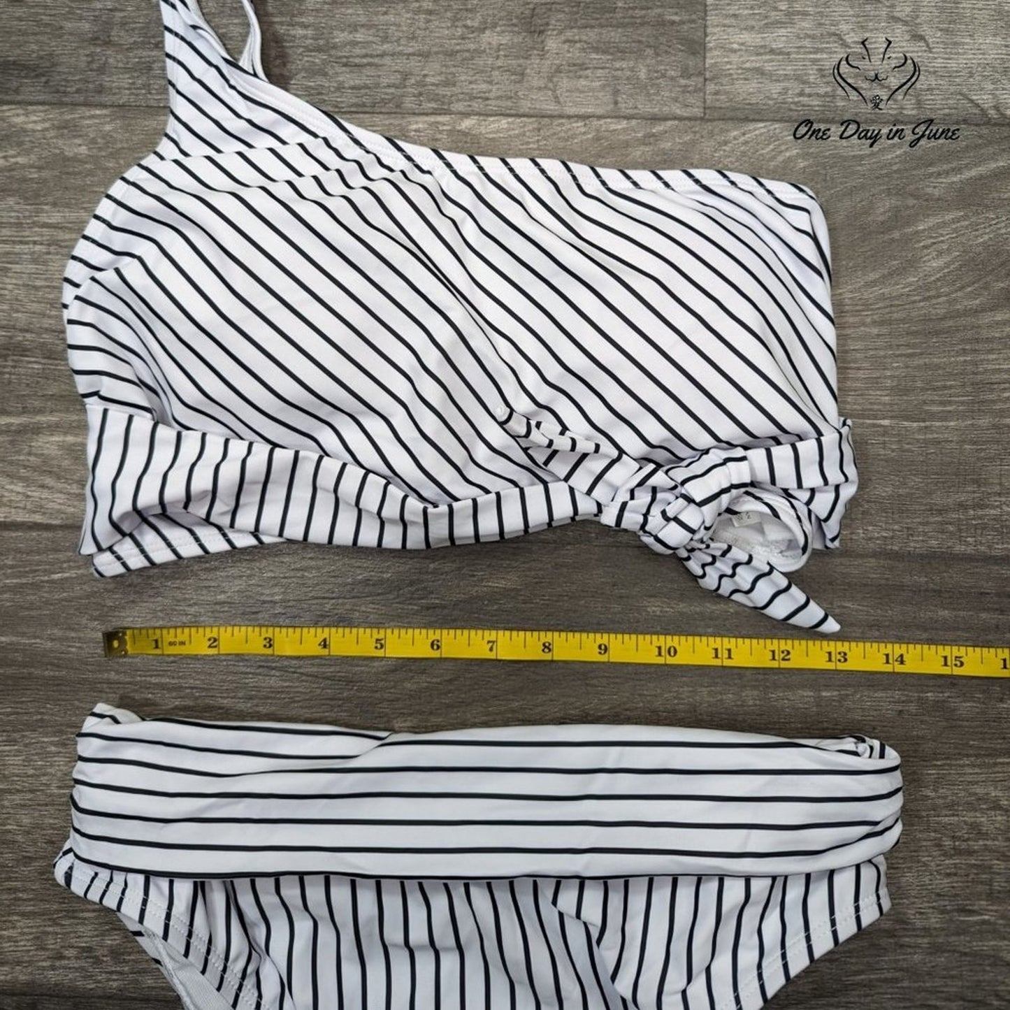 Pink Queen Striped One Shoulder Bikini Swimsuit Size XL