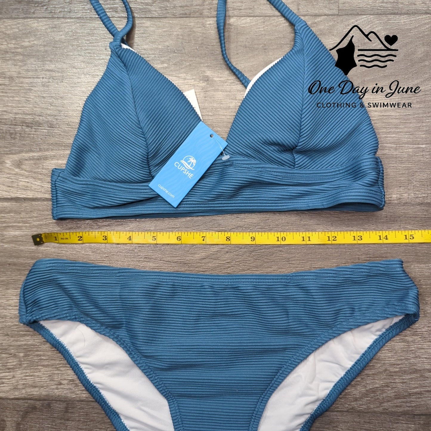 Cupshe Ribbed Moderate Bikini Swimsuit Size M