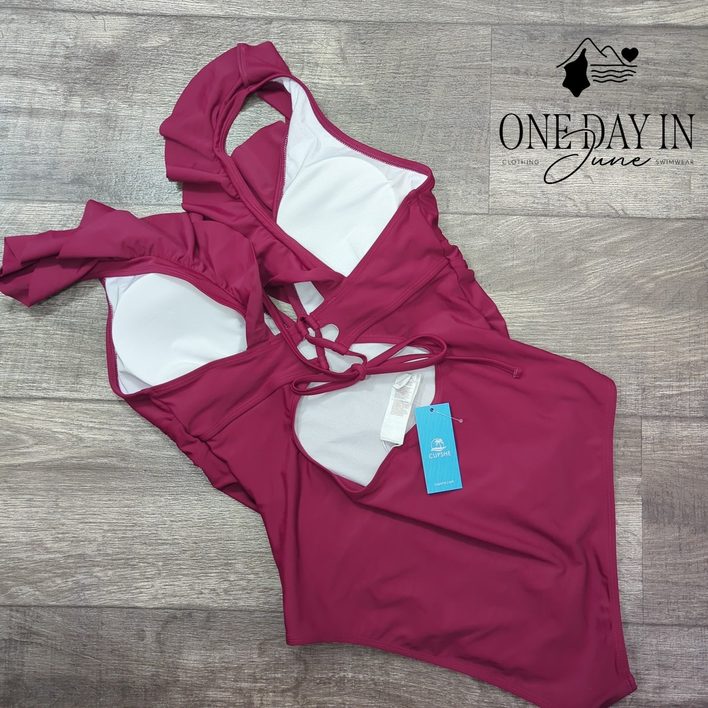 Cupshe Tie Back Ruffle Tummy Control One Piece Swimsuit Size XL