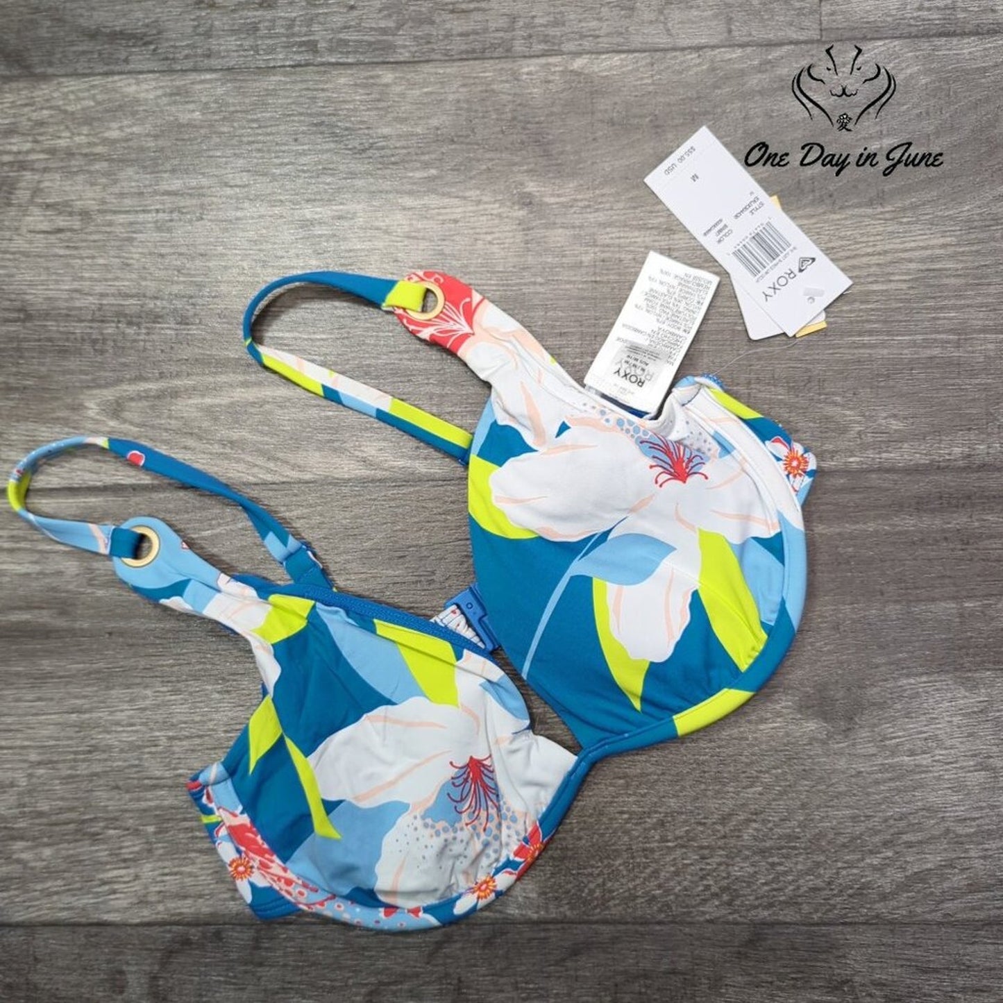Roxy She Just Shines Underwire D Cup Bikini Top Size M
