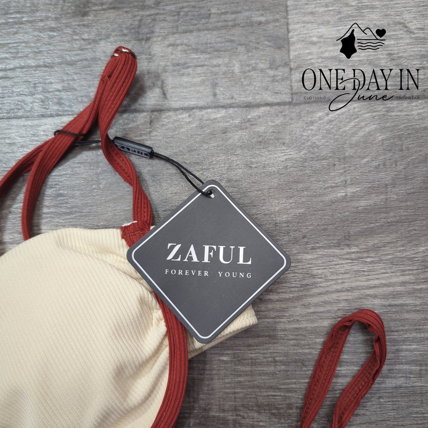 Zaful Ribbed Underwire Tie Side Bikini Swimsuit Size S
