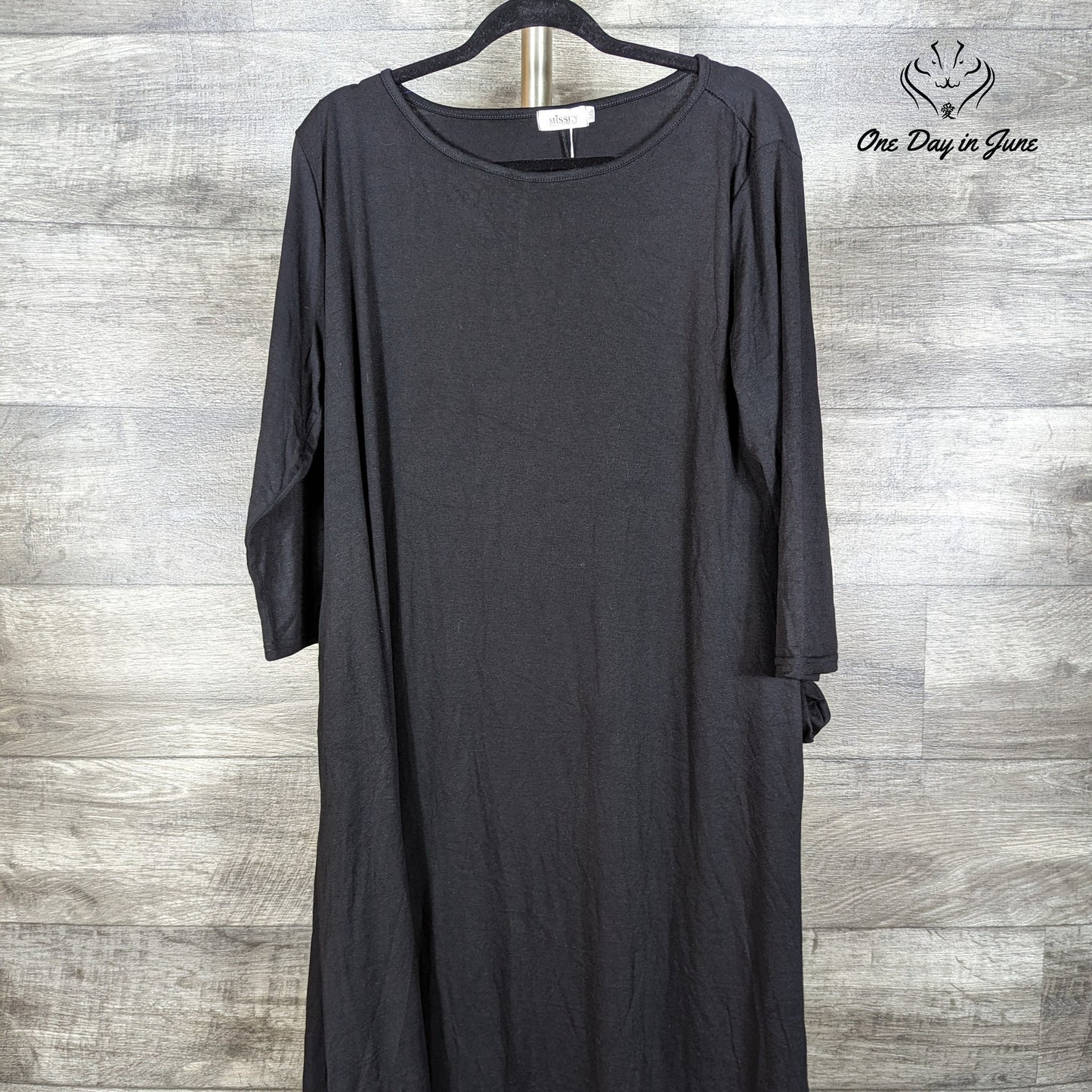 Missky Long Sleeve Pullover Pocket Loose Swing Dress Size 3XL