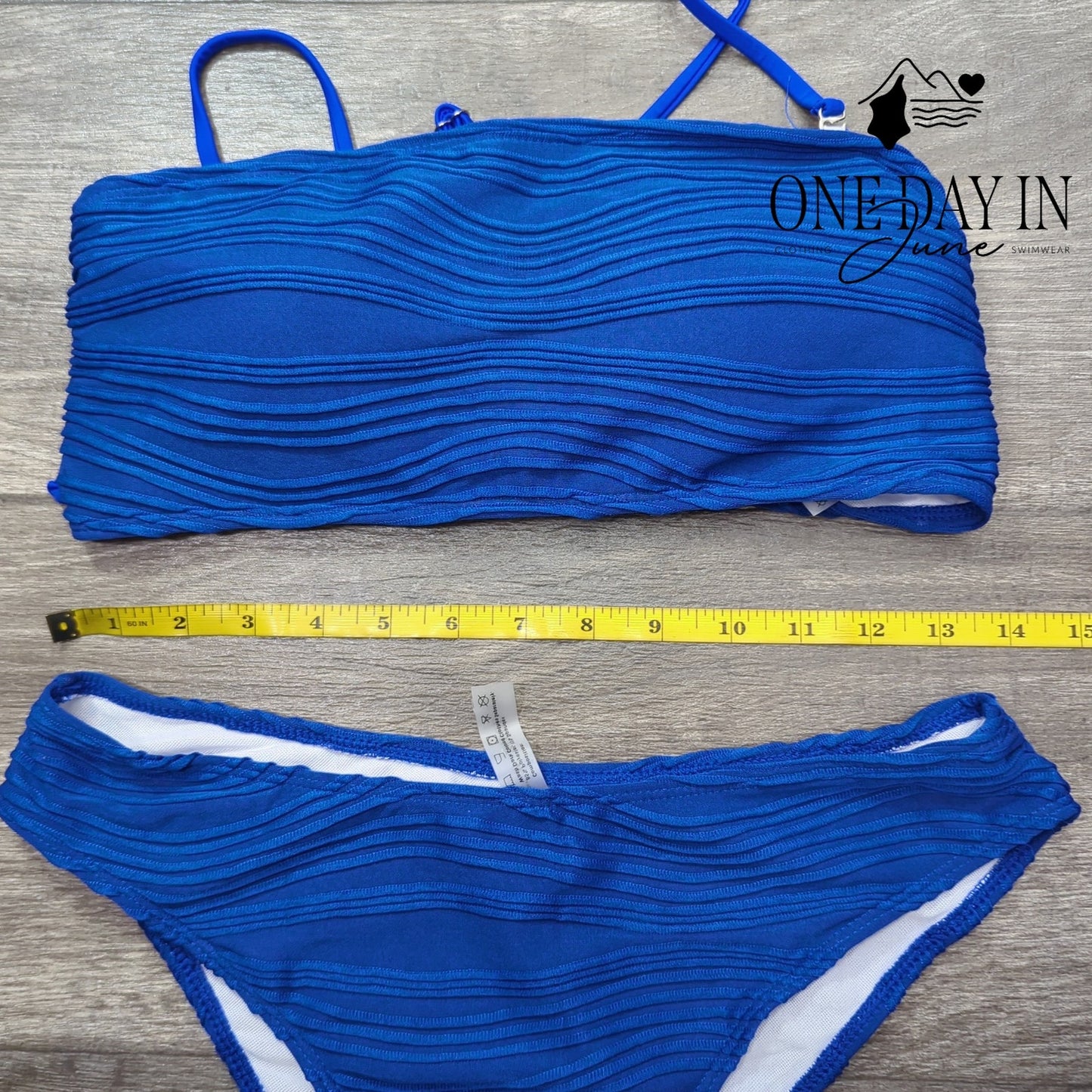 Zaful Textured Bandeau Bikini Swimsuit Size M