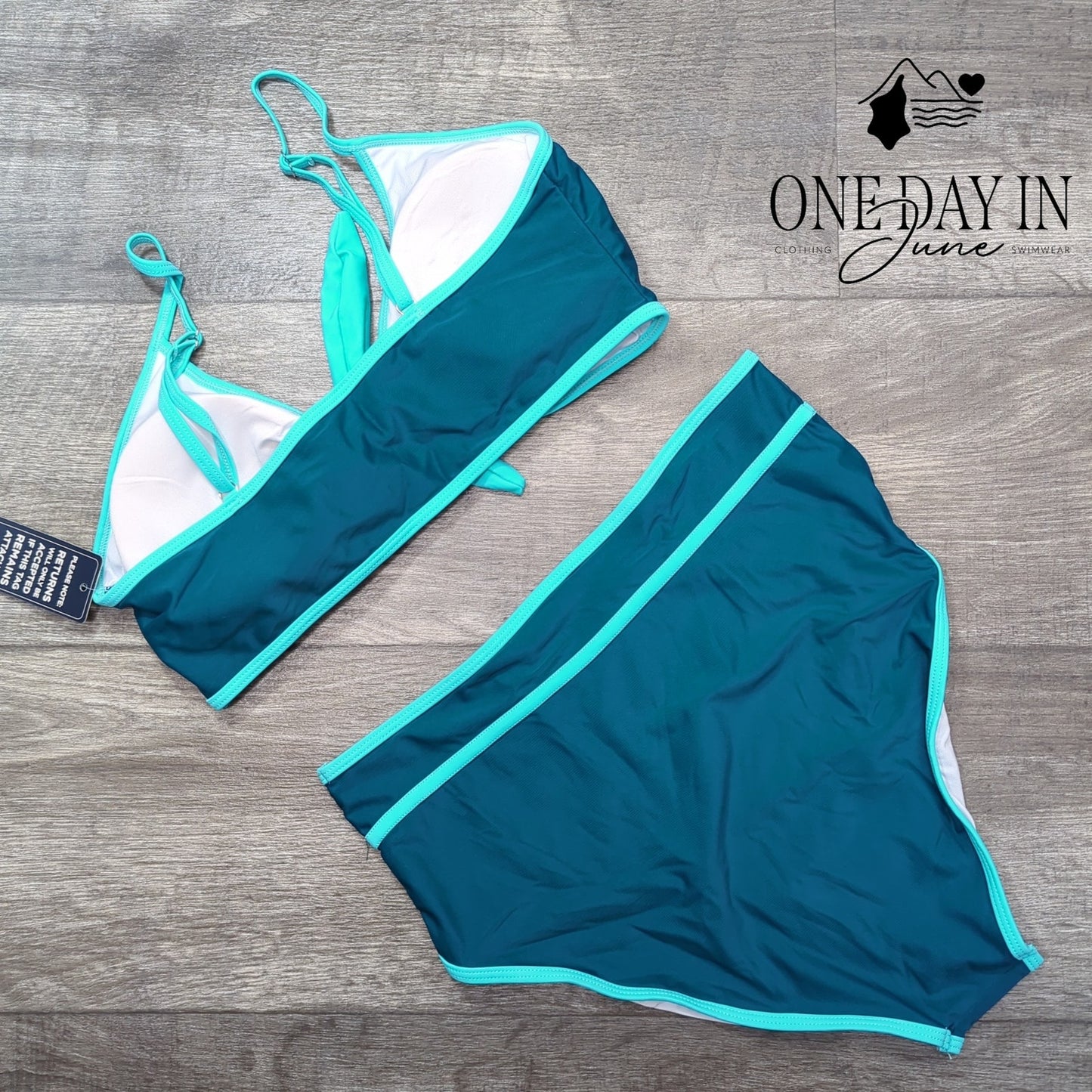 Blooming Jelly Knot Front High Waist Bikini Swimsuit Size L