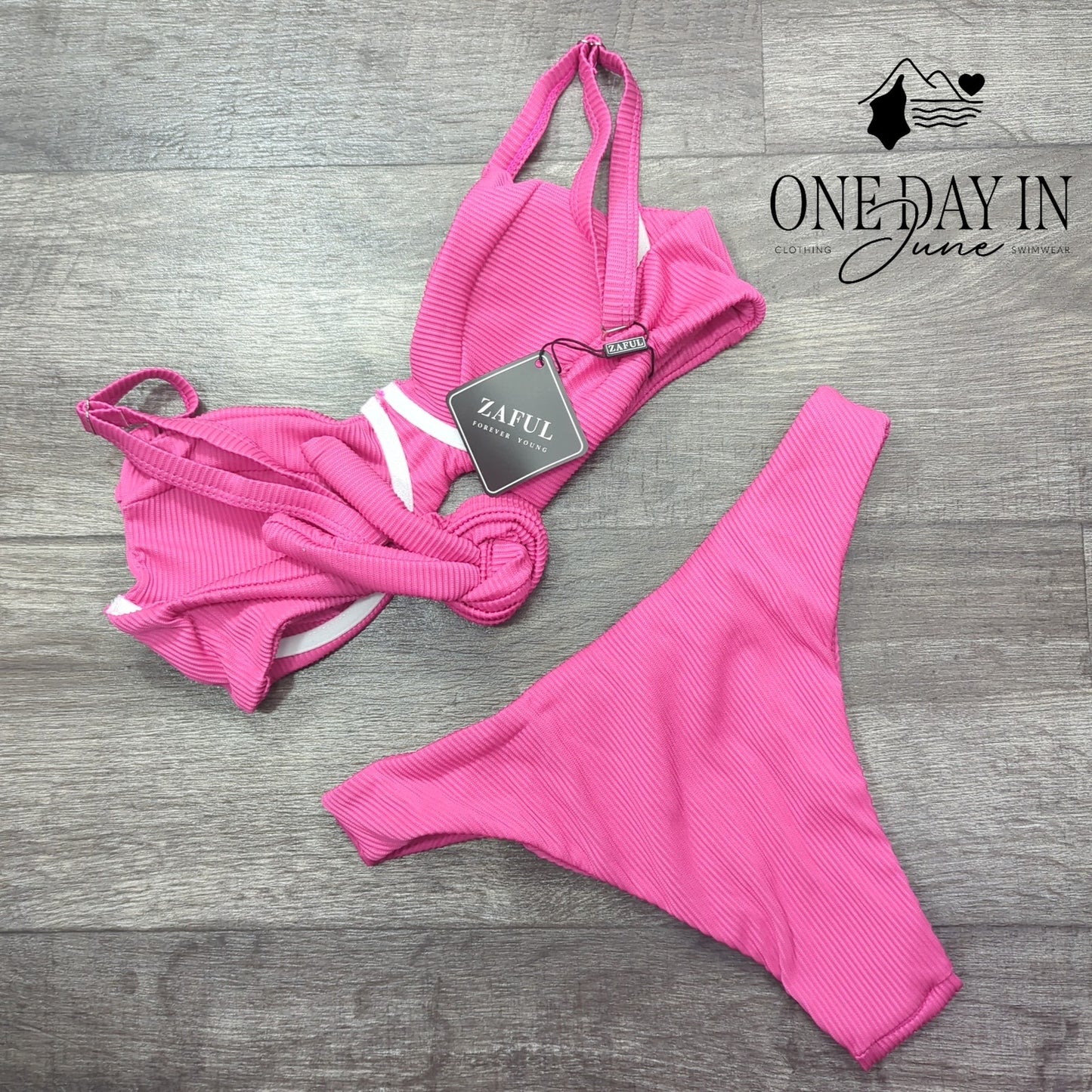 Zaful Underwire Ribbed Cheeky Bikini Swimsuit Size M