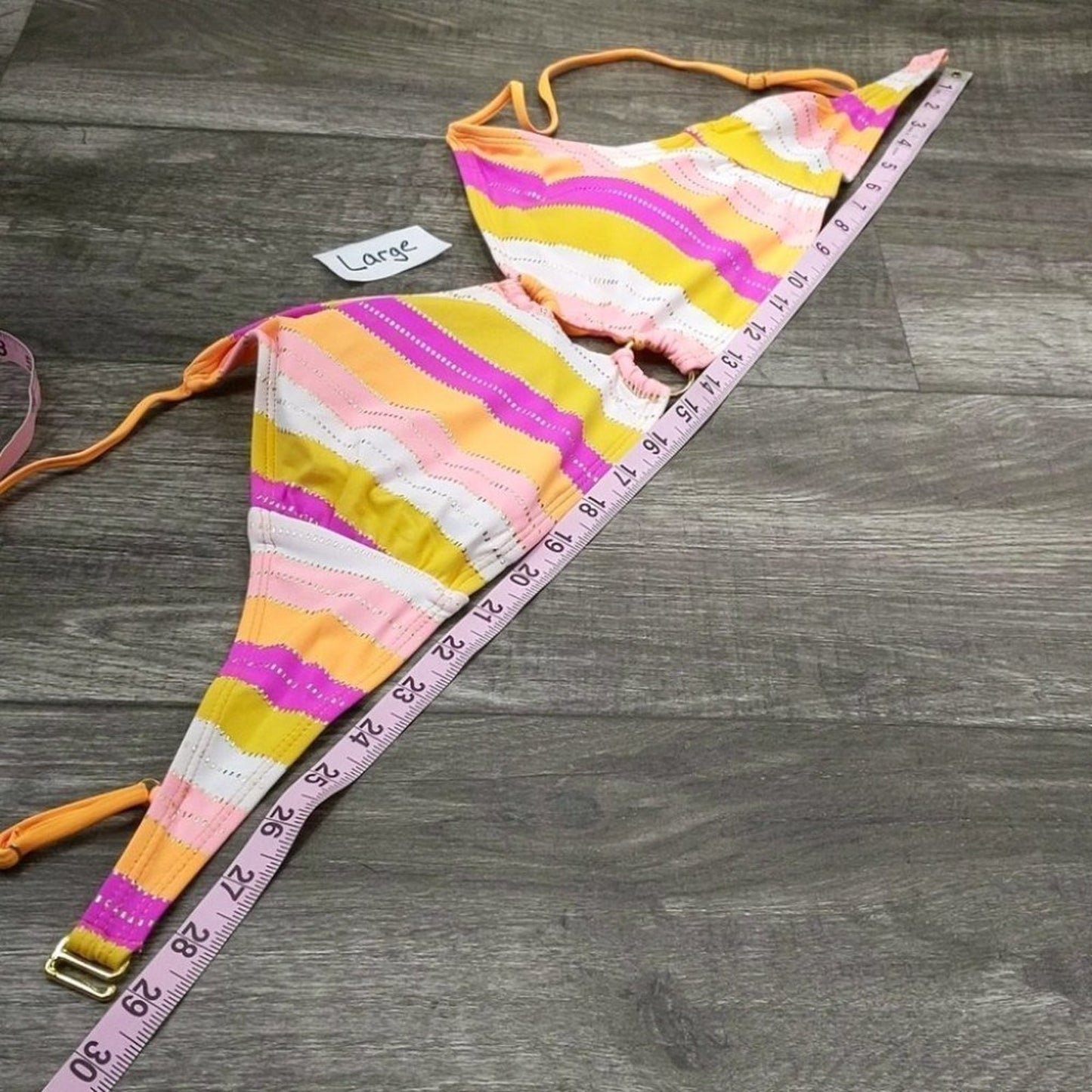 Ambrielle Striped Bralette Bikini Top Size L