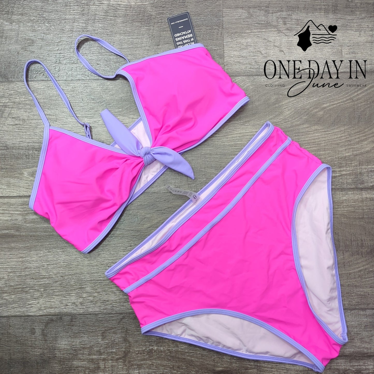 Blooming Jelly Knot Front High Waist Bikini Swimsuit Size XL