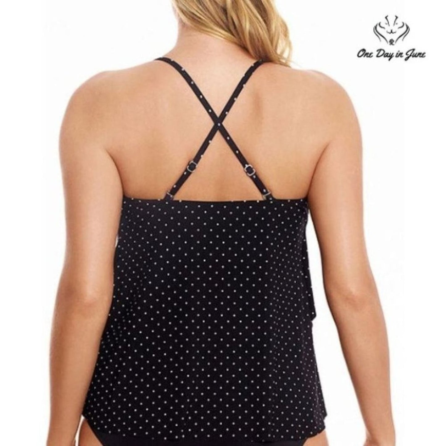 St. John's Bay Dots Tankini Top Size 8