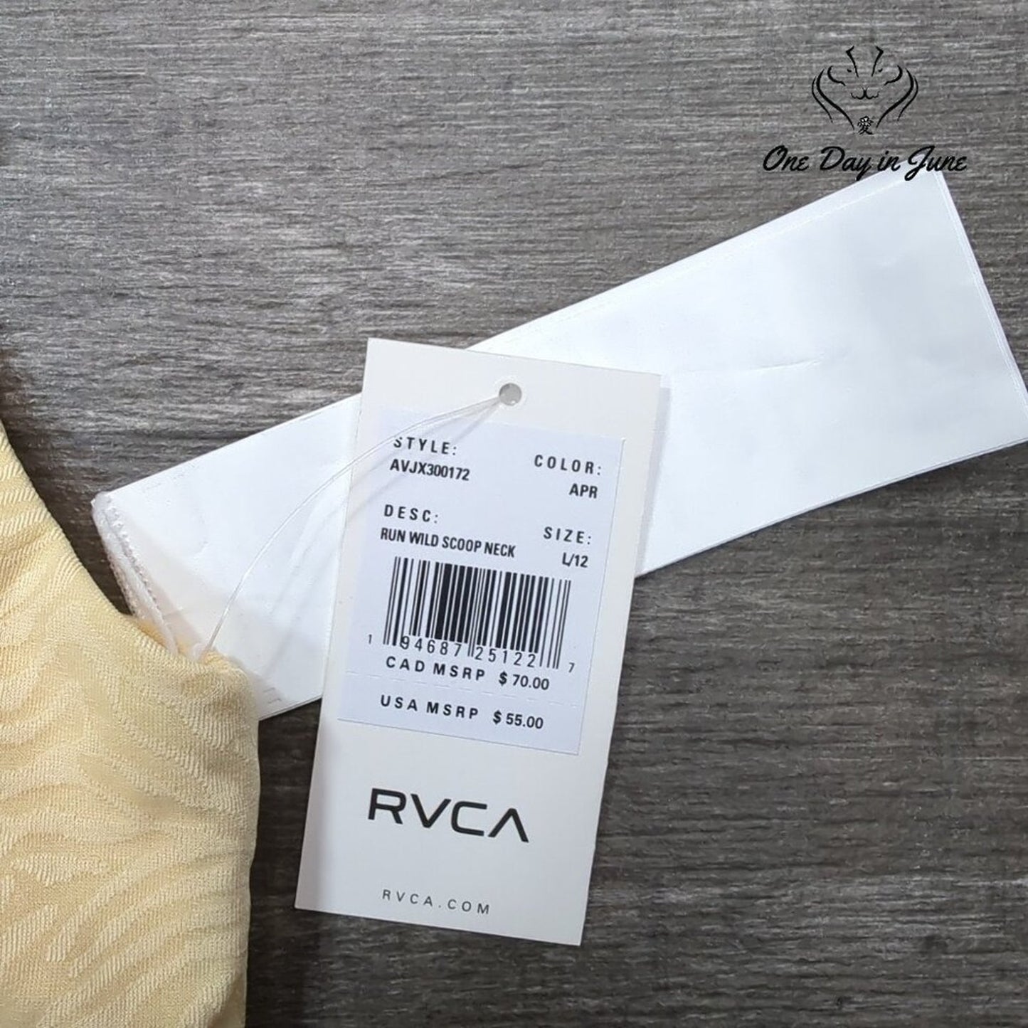 RVCA Run Wild Scoop Neck Bikini Top Size L