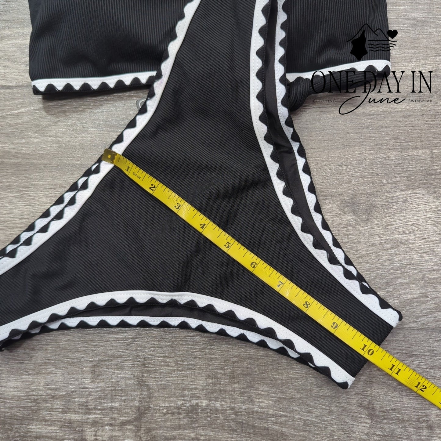 Zaful Bandeau Ribbed Bikini Swimsuit Size M