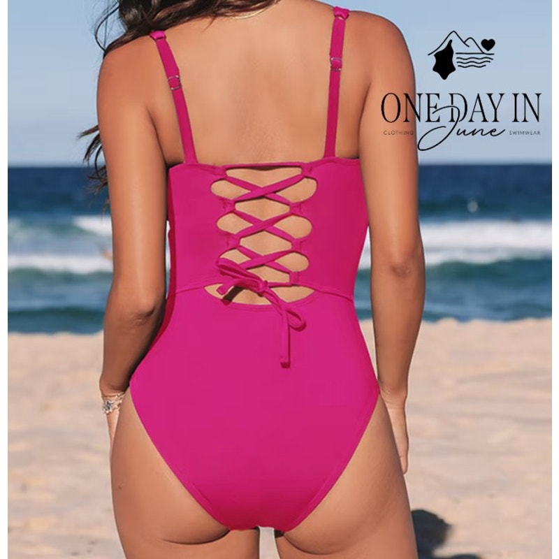 Cupshe Lace Up Nack One Piece Swimsuit Size M