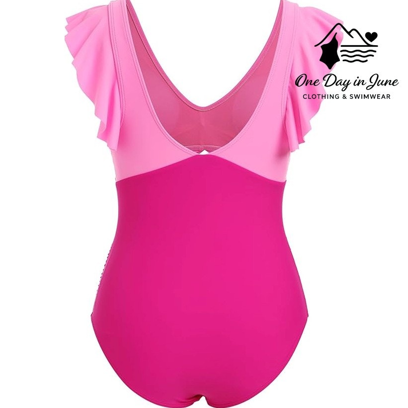 B2Prity Plus Size Ruffle Cross Front Cut Out One Piece Swimsuit Size 2XL