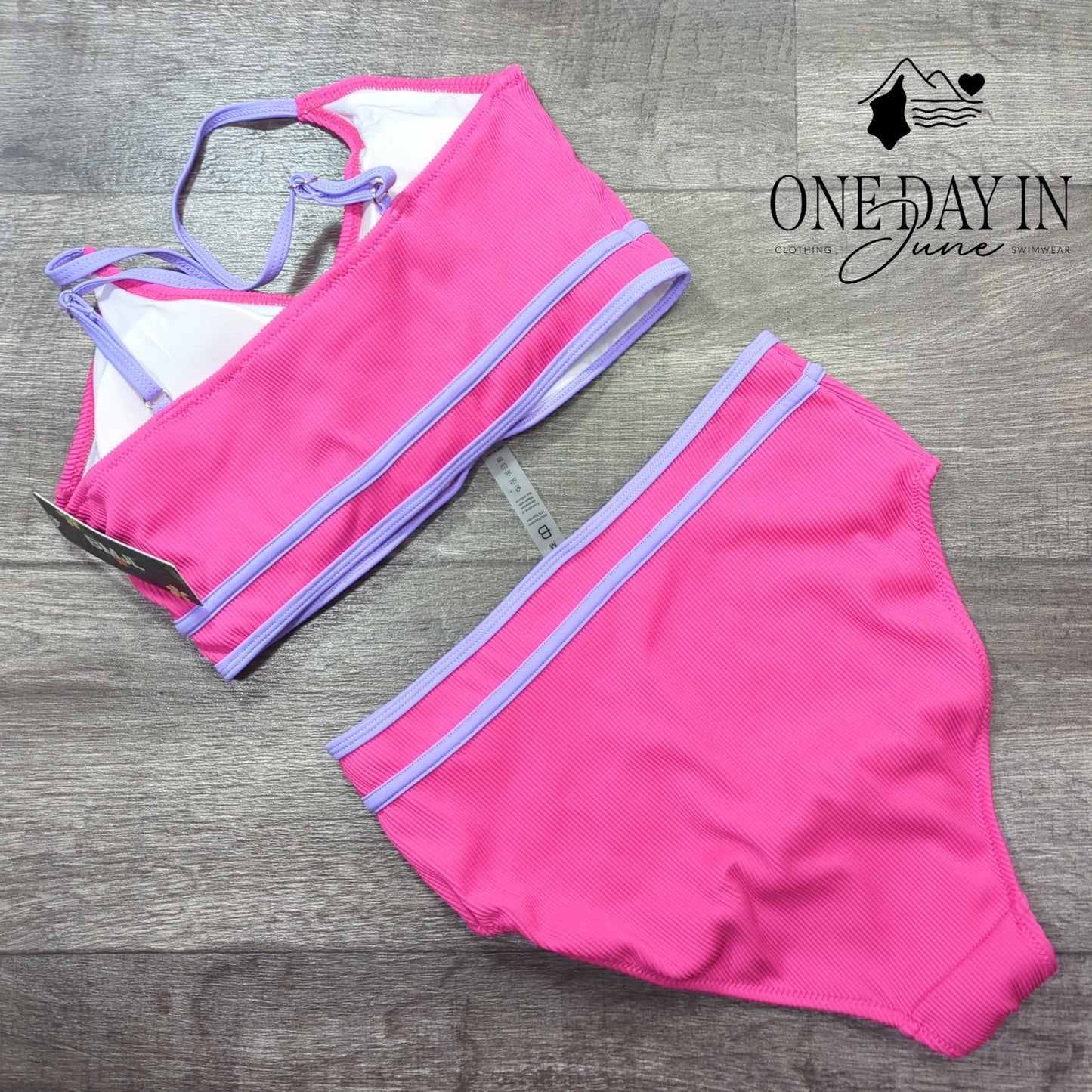 Blooming Jelly High Waist Ribbed Bikini Swimsuit Size M