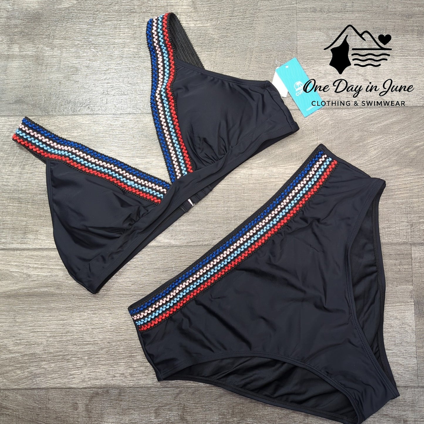 Cupshe Embroidered High Waist Triangle Bikini Swimsuit Size XL