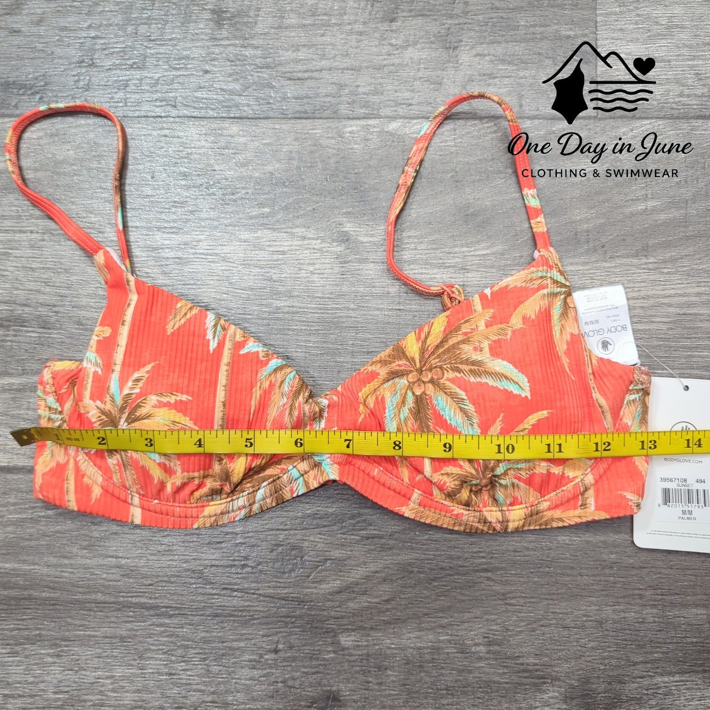 Body Glove Tropical Ribbed Underwire Bikini Top Size M