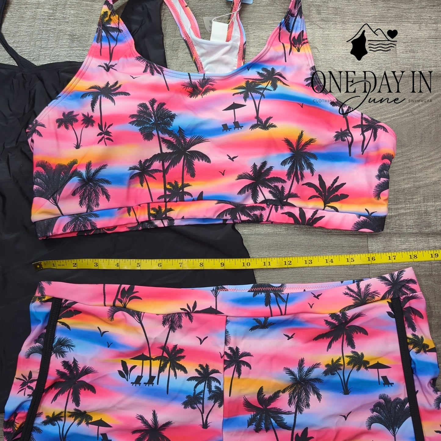 Yonique Plus Size Crop Top Boy Short 3 Piece Bikini Swimsuit Size 18W