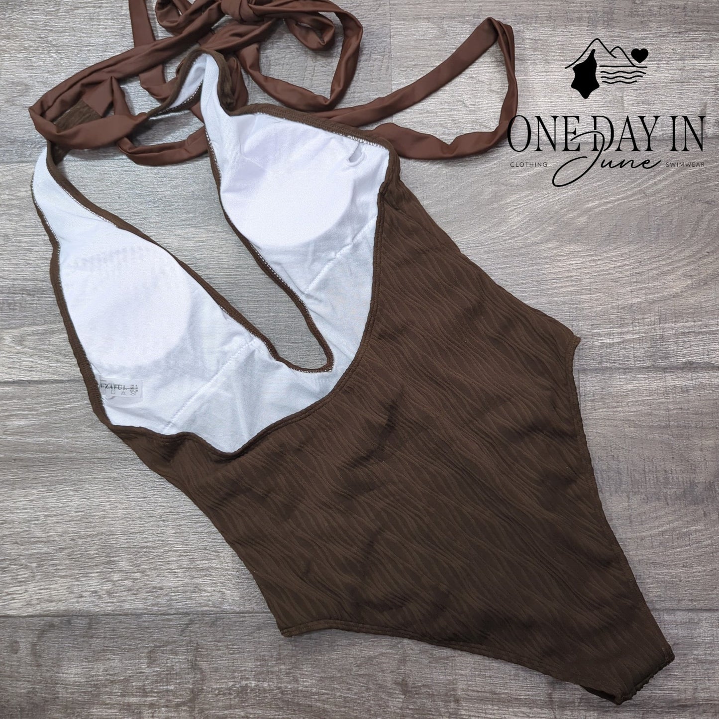 Zaful Deep V Tie Wrap One Piece Swimsuit Size M