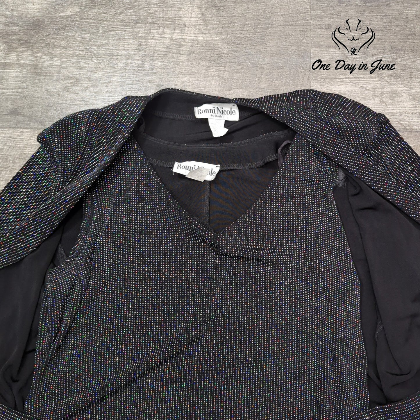 Ronni Nicole Sparkle Shoulder Pad Jacket Size 16