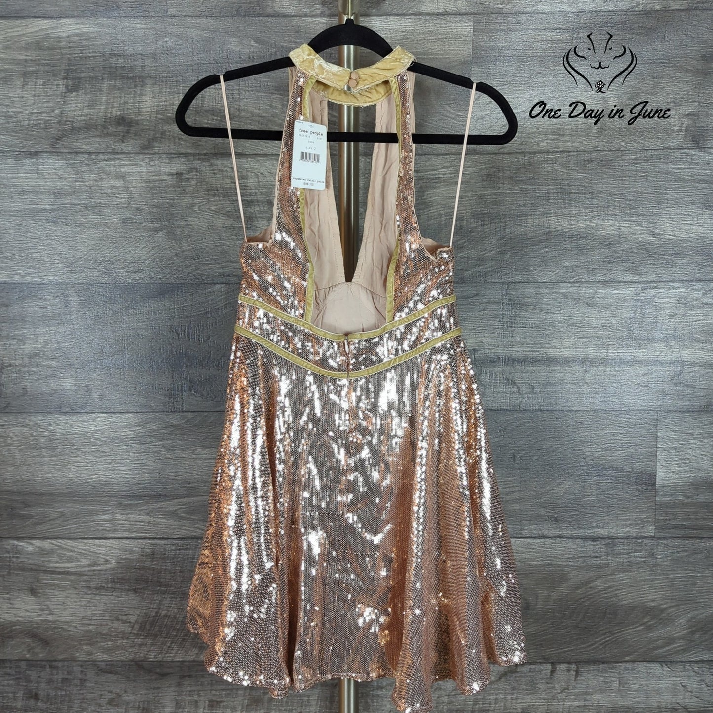 Free People Open Back High Neck Sequin Mini Dress Size 2