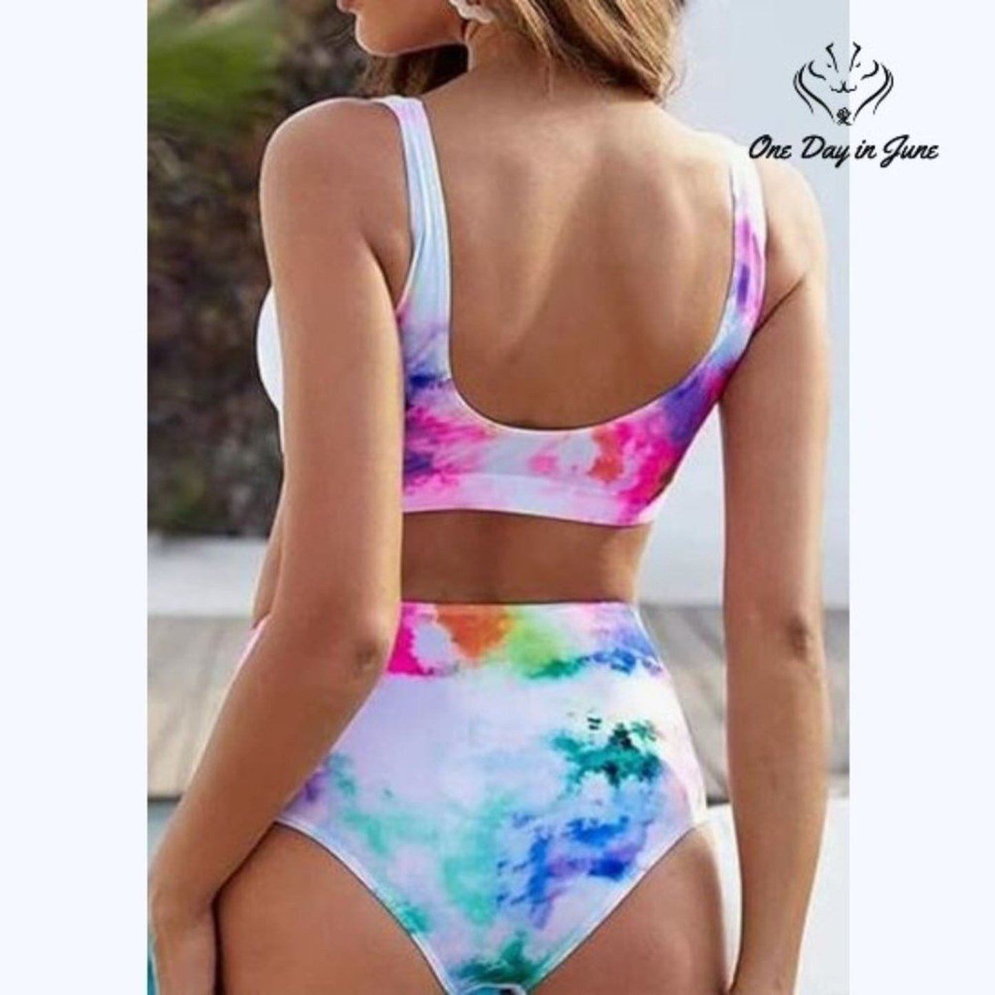 Adisputent Tie Dye Crop Top Bikini Swimsuit Size S