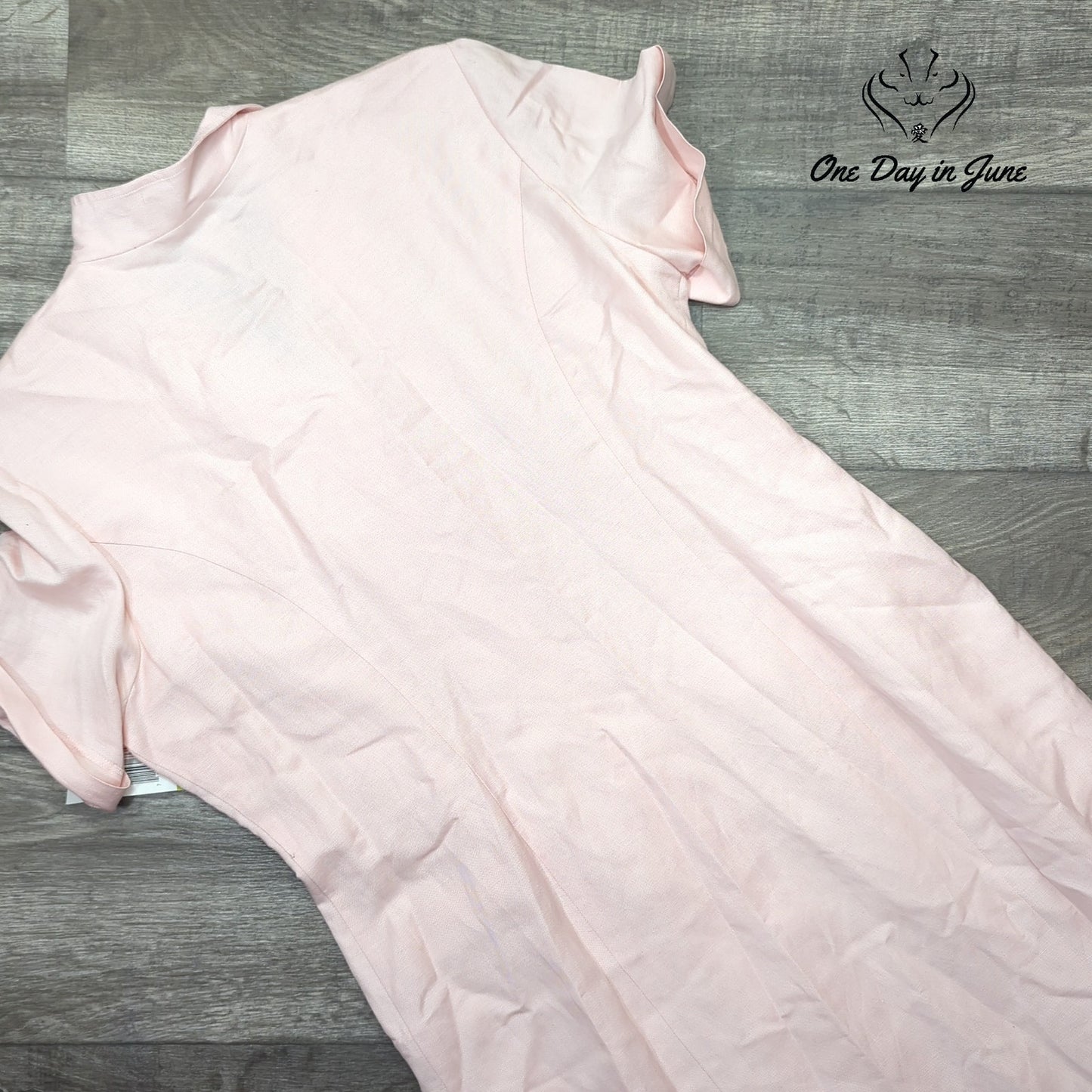 Positive Attitude Button Front Short Sleeve Linen Midi Dress Size 14