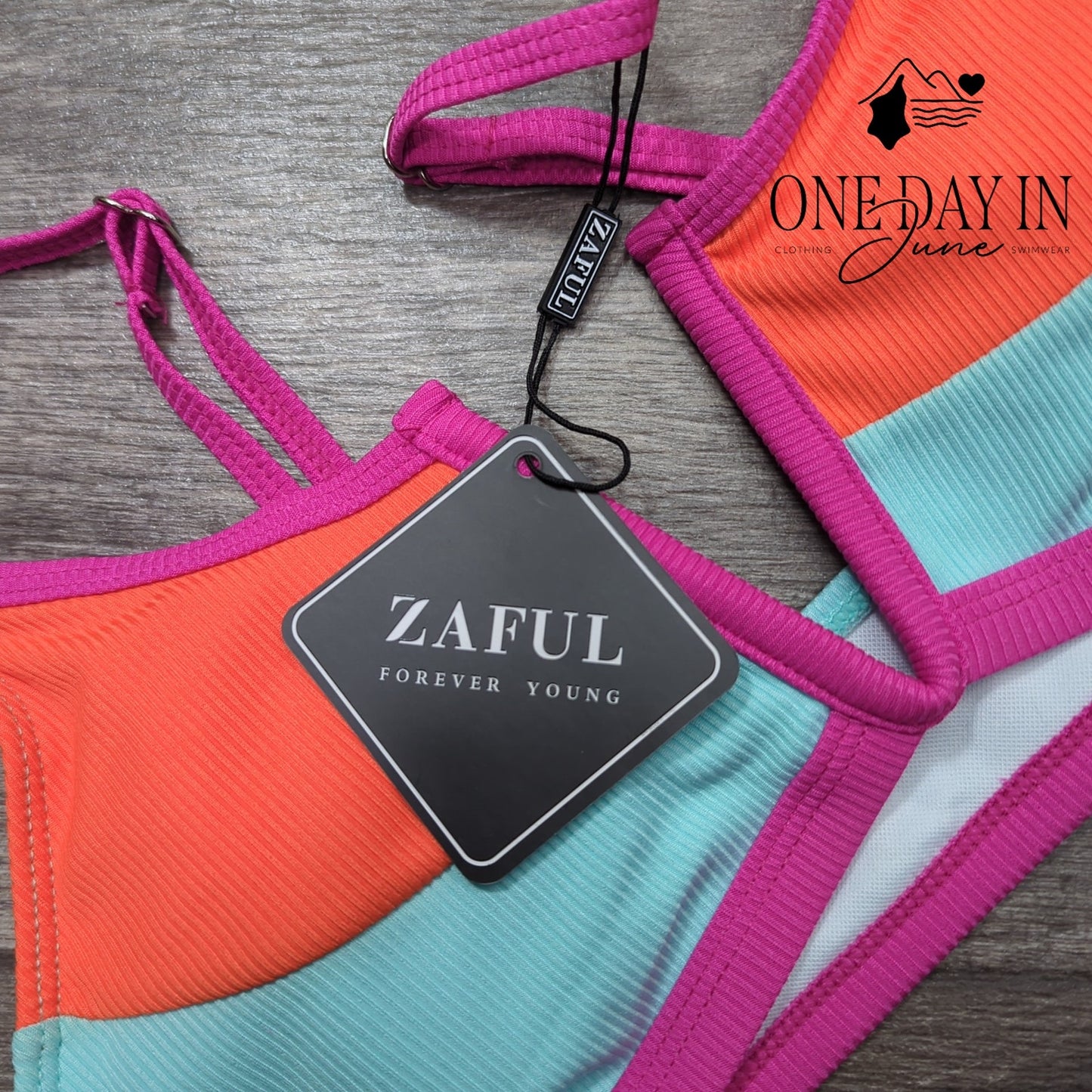 Zaful Color Block Textured Bikini Swimsuit Size M