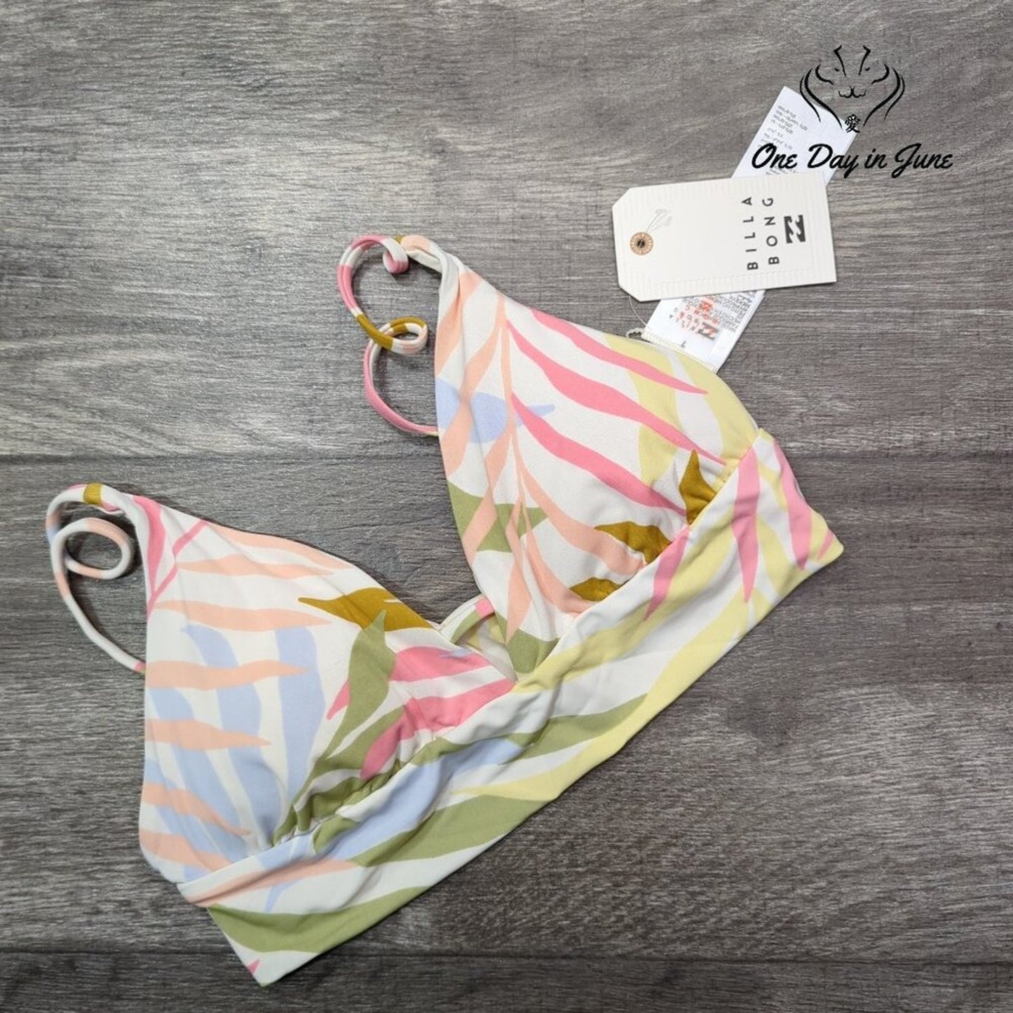 Billabong Tropic Jungle V Neck Bikini Top Size M