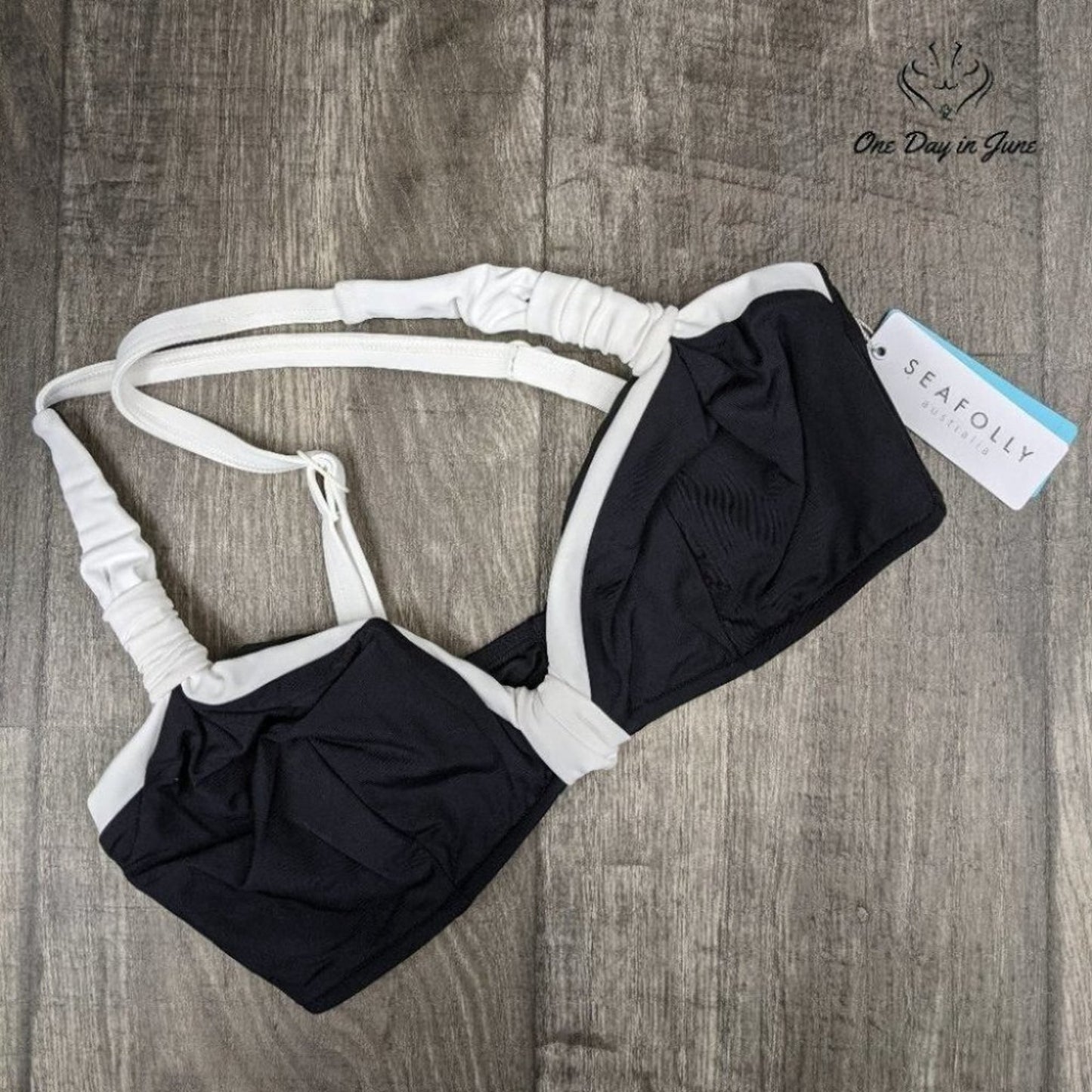 SeaFolly Block Party F Cup Halter Bikini Top Size 6