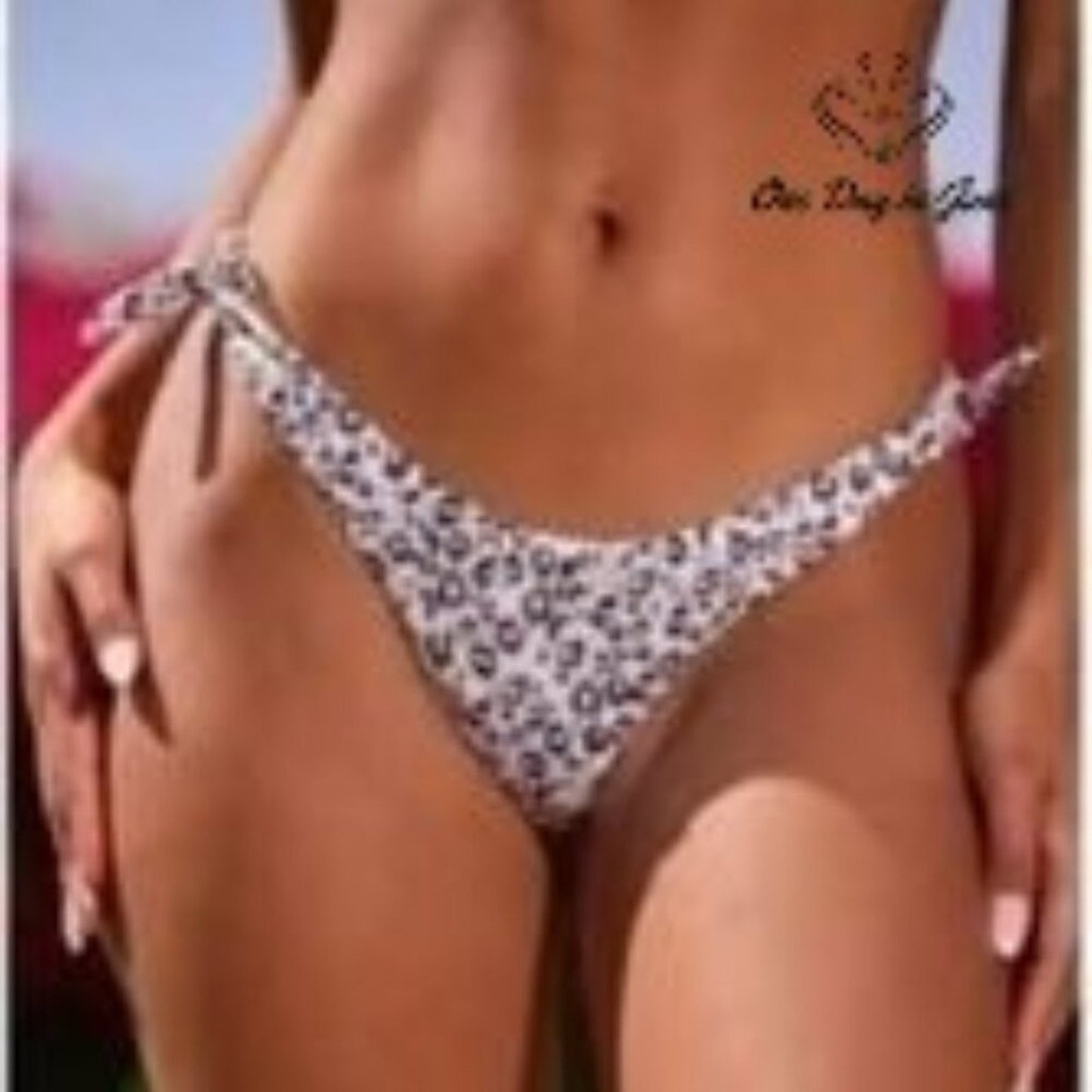 RVCA Animal Instinct French Tie Side Bikini Bottom Size XL