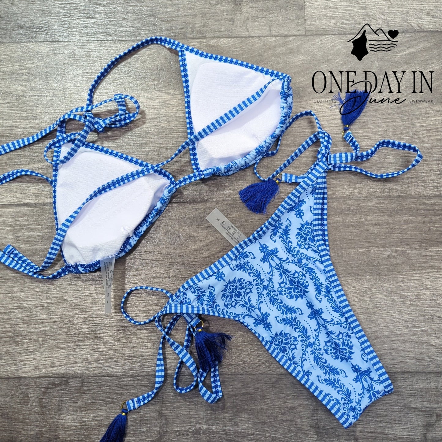 Aleumdr Adjustable Triangle Tie Side Bikini Swimsuit Size M