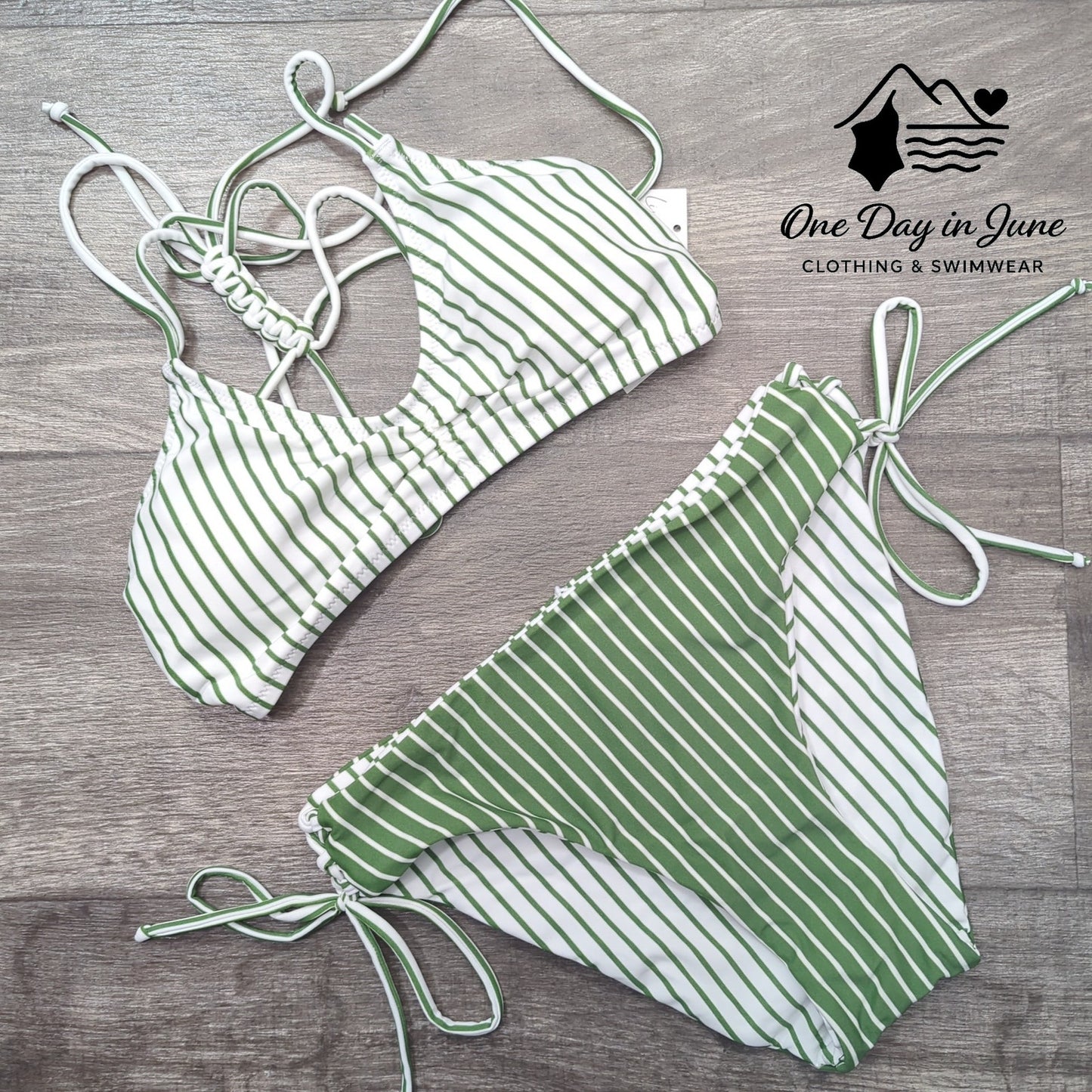 Cupshe Reversible Bottom Braid Back Tie Side Bikini Swimsuit Size S