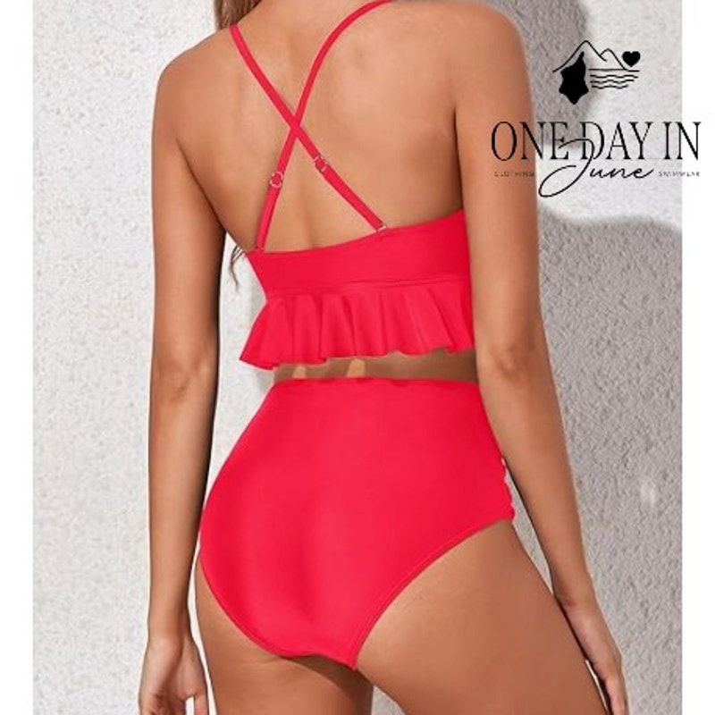 Tempt Me High Waist Ruffle Bikini Swimsuit Size M