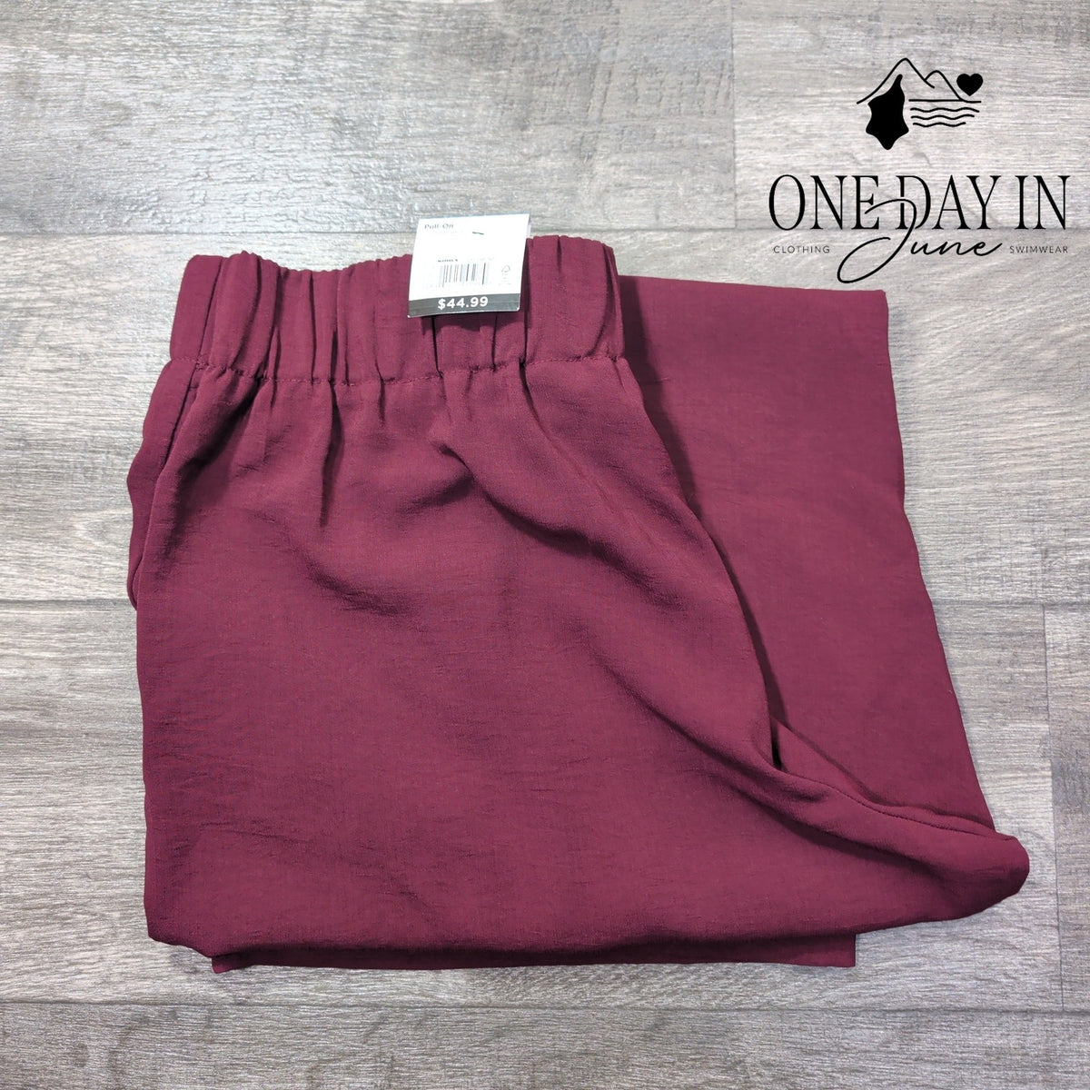 Nine West High Rise Pull On Wide Leg Pants Burgundy NWT Size XL