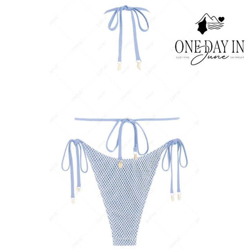 Zaful High Cut Tie Side Tie Back Bikini Swimsuit Size S