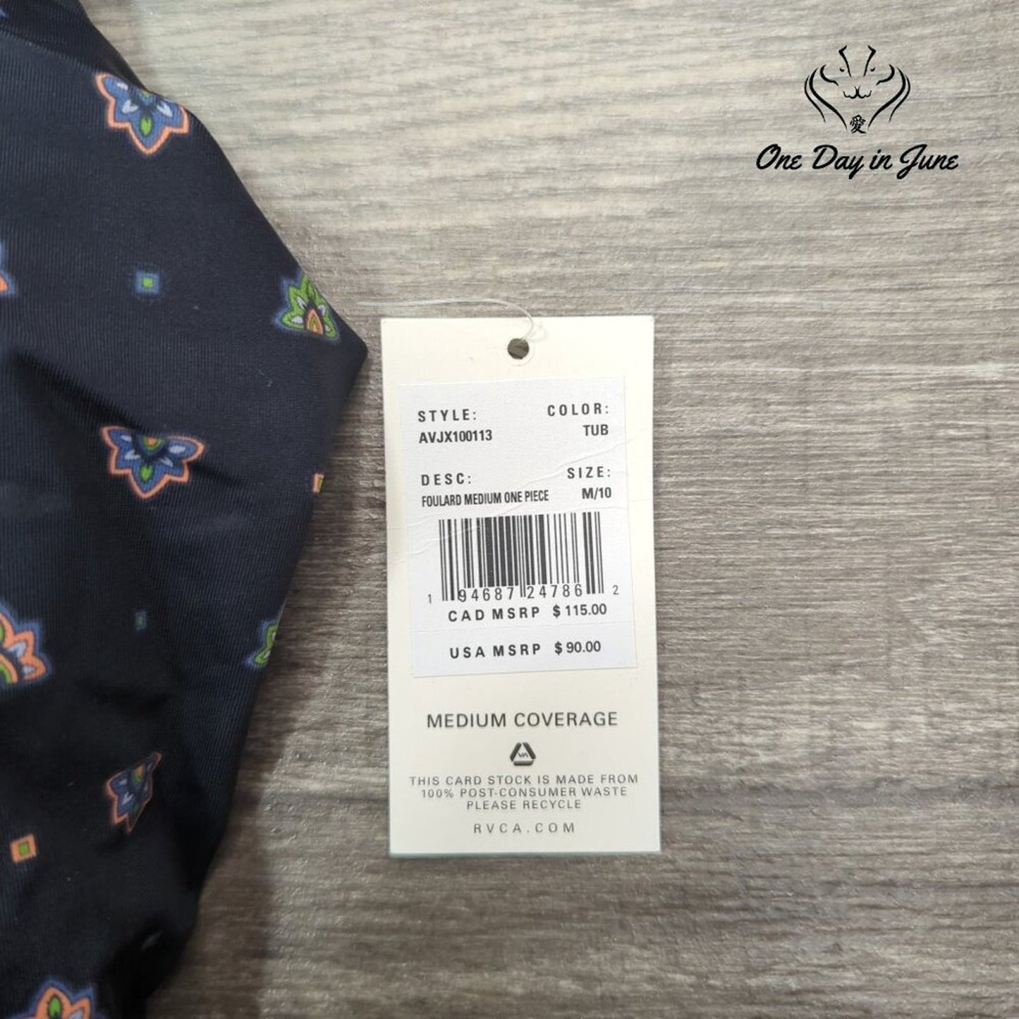 RVCA Foulard Medium Coverage One Piece Swimsuit Size M