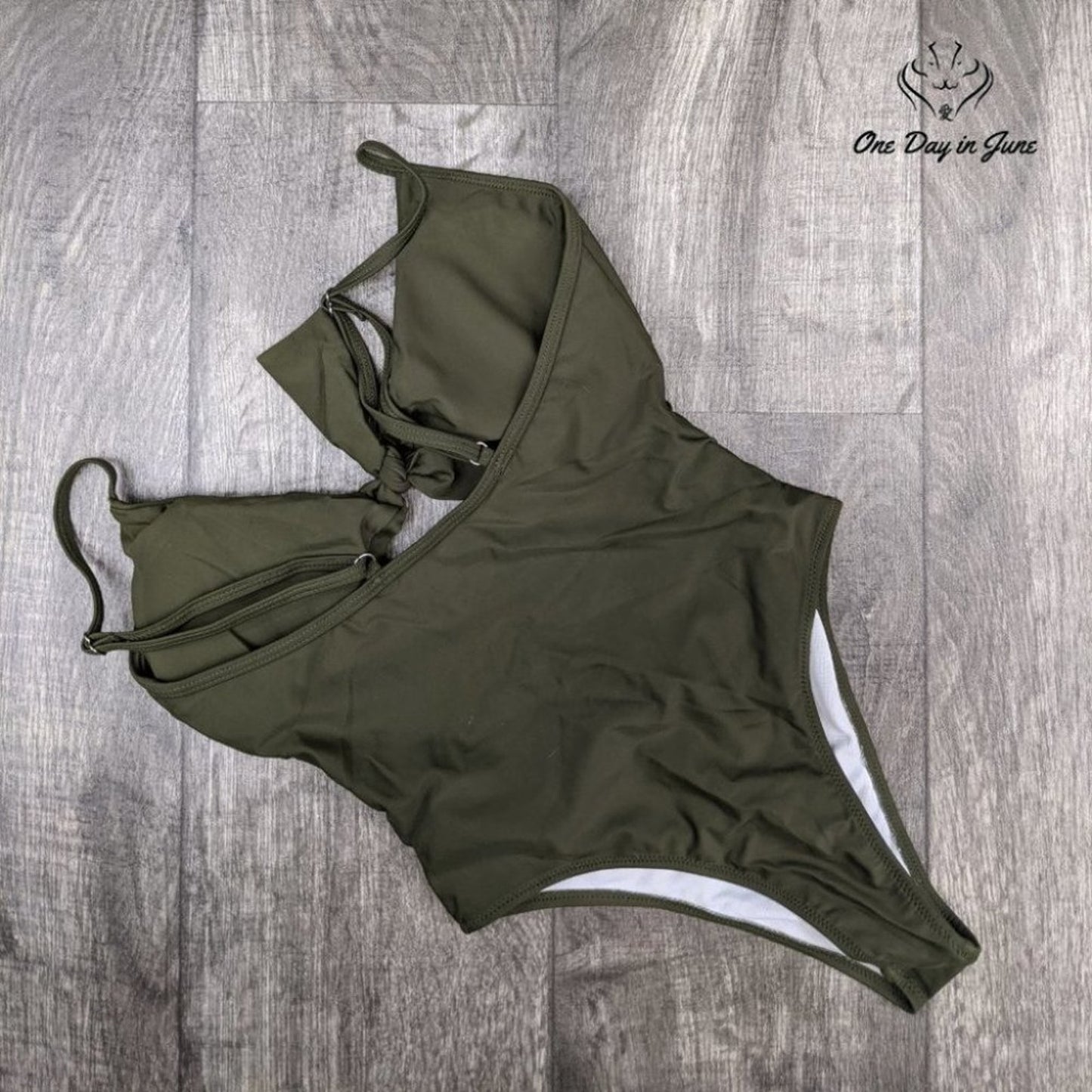 Leisup Spaghetti Strap Tie Knot One Piece Swimsuit Size XL