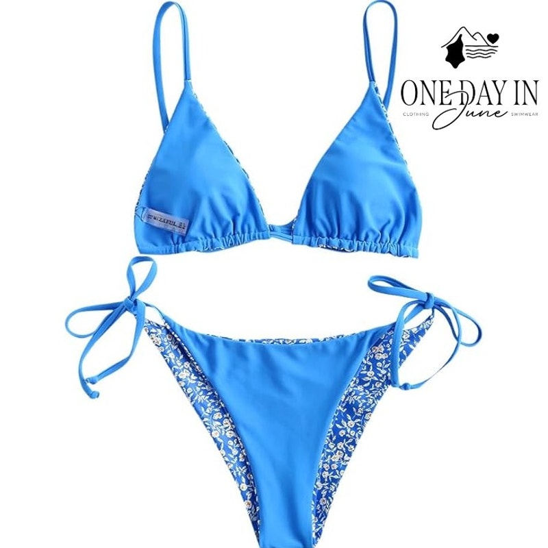 Zaful Floral Triangle Tie Side Bikini Size M