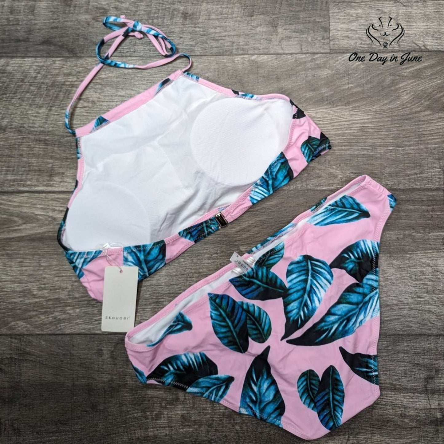 Ekouaer High Neck Halter Bikini Swimsuit Size XL